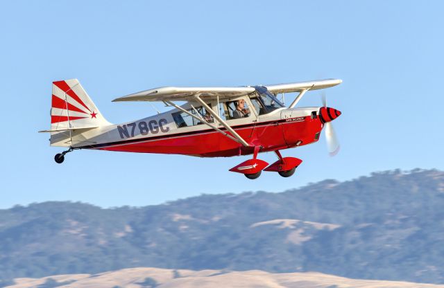 CHAMPION Decathlon (N78GC) - American Champion Decathlon 8KCAB flying into the setting Summer sun at Livermore Municipal Airport (CA). June 2021