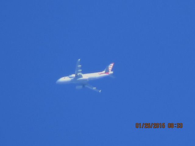 Airbus A320 (N655AW) - U.S. Airways (American Airlines) flight 621 from DCA to PHX over Southeastern Kansas at 30,000 feet.