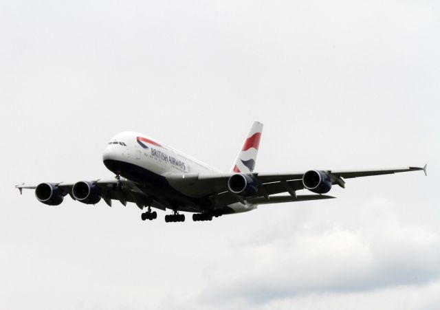 Airbus A380-800 (G-XLEA) - Shot from pier at Belle Isle Seafoods, Winthrop, Massachusetts, USA