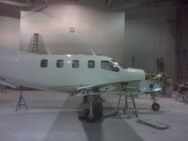 Socata TBM-700 (N700MV) - New paint with engine still out at overhaul