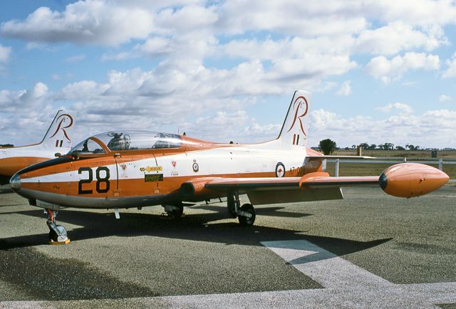 A7028 — - AUSTRALIA - AIR FORCE - COMMONWEALTH CA-30 (MB-326H) REG A7-028 (CN CA30-028) - EDINBURGH RAAF BASE ADELAIDE SA. AUSTRALIA - YPED (19/4/1977)PHOTOGRAPHED AT EDINBURGH RAAF BASE IN 1977. 35MM SLIDE CONVERSION.