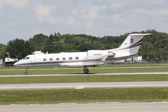 Gulfstream Aerospace Gulfstream IV (N100HG) - Gulfstream IV (N100HG) departs Runway 32 at Sarasota-Bradenton International Airport