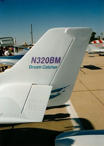 Experimental 100kts-200kts (N320BM) - The tail of home built name Dream Catcher at a BBQ fly in before the Copperstate Fly In and Air Show