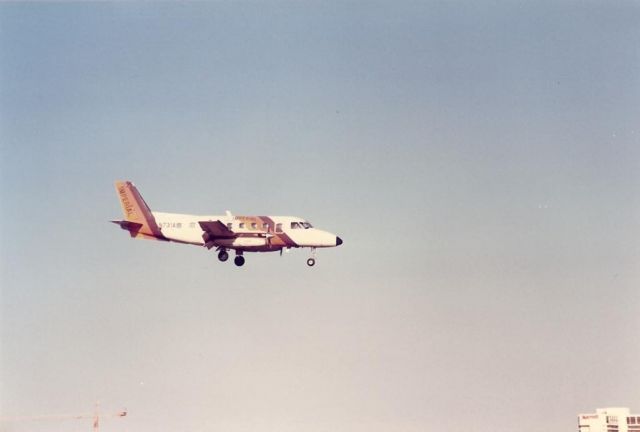 Embraer EMB-110 Bandeirante (N731A) - Imperial Embraer landing at Santa Ana in the mid-1980s