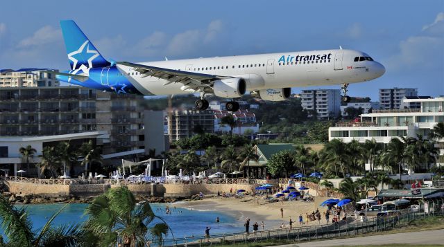 Airbus A321 (C-GEZY) - Air Transat  Airbus A321 over the beach