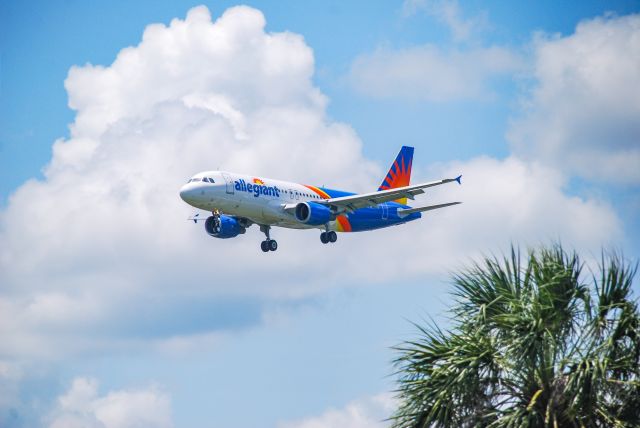 Airbus A320 (N258NV) - An Allegiant A320 landing at Punta Gorda on a beautiful June afternoon.  The Florida sun sure makes an airplane look good!  Taken 6/21/18.