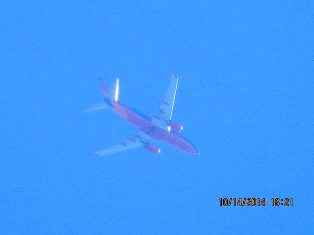 Boeing 737-700 (N7704B) - Southwest airlines flight 110 from MDW to TUL over Baxter Springs Kansas (78KS) at 28,000 feet.