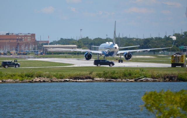 Boeing 757-200 (N90015) - Air Force One and President Trump  Arrive at Burke Lakefront Airport  Cleveland OH. 1:22pm. 08.06.2020