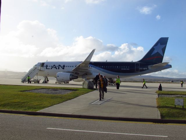 Airbus A320 (CC-BFR) - TAKEN FROM THE RAF Mt PLEASANT DEPARTURE LOUNGE