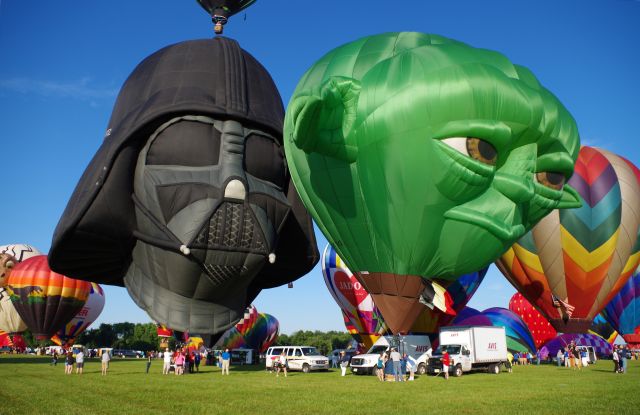 Unknown/Generic Balloon (00BQZ) - SOLBERG AIRPORT-READINGTON, NEW JERSEY, USA-JULY 25, 2015: Seen at the 2015 Quick Chek New Jersey Festival of Ballooning were two of the most popular characters from STAR WARS depicted as hot air balloons, Darth Vader-registration number 00-BQZ and Master Yoda-registration number G-C11E.