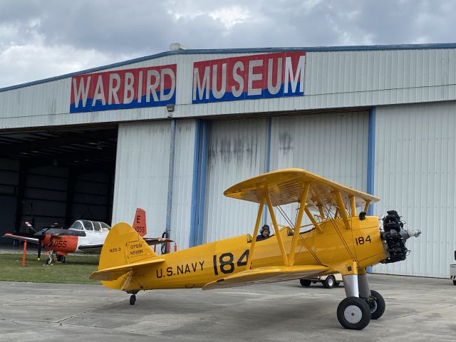 N5118N — - Stearman N2S-3 engine test at Valiant Air Command Warbird Museum on 16 April 2021 before Cocoa Beach Air Show on 17-18 April 2021. 