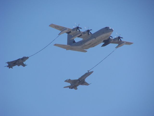 — — - MCAS Miramar Airshow 2007  San Diego, CA  C-130 mid-air re-fuel of an F-18 and a AV-8 Harrier!