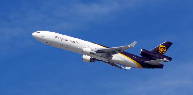 Boeing MD-11 (N278UP) - NEWARK INTERNATIONAL AIRPORT-NEWARK, NEW JERSEY, USA-APRIL 14, 2023: Seen by RF shortly after take off was UPS flight 2073 to Louisville, KY.