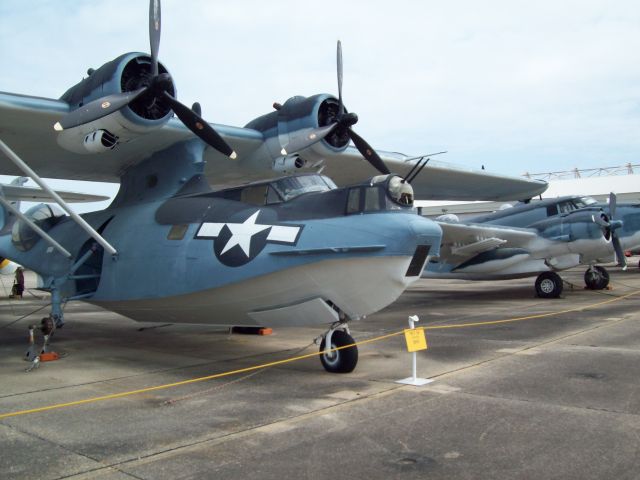 — — - A PBY at a restoration facility in Florida.