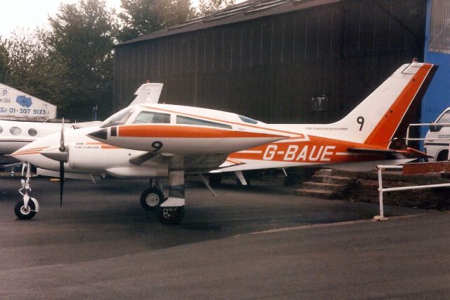 Cessna 310 (G-BAUE) - Seen here in May-97.br /br /Reregistered N310QQ 14-Oct-97.br /Registration cancelled 16-Apr-13.