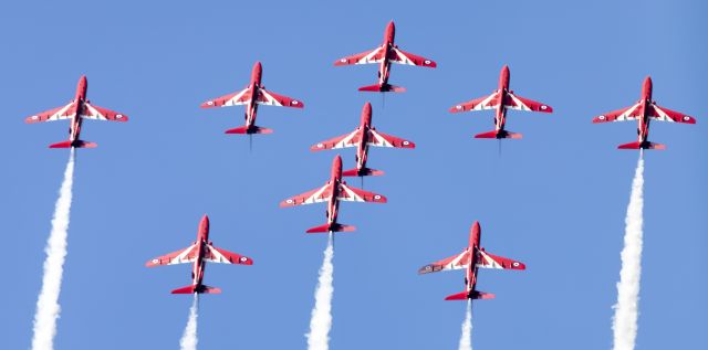 — — - Red Arrows over Jersey British Isles summer 2016 - Canon EOS 5RS 70-200 2.8