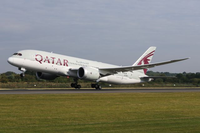 Boeing 787-8 (A7-BCI) - QTR22 departs to Doha.  Later in the year, some of the services to/from Manchester will be operated by the A359