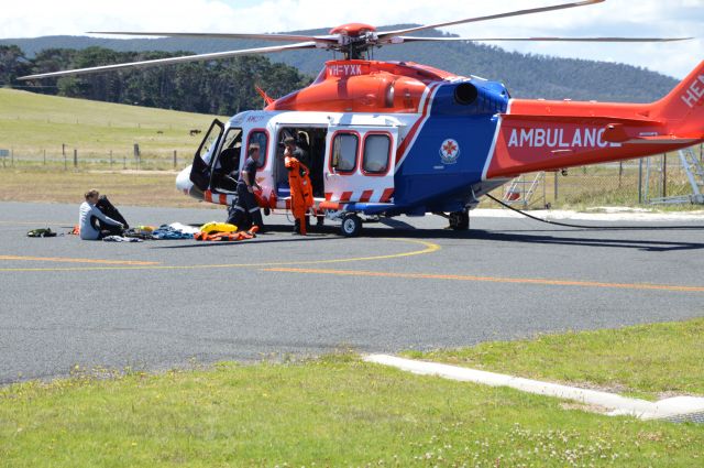 BELL-AGUSTA AB-139 (VH-YXK) - VH-YXK with survivors from sunk yacht rescued 80 NM NE of YFLI, 14 Jan 2018