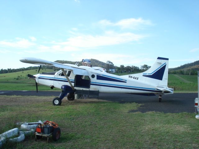 De Havilland Canada DHC-2 Mk1 Beaver (VH-AAX) - Garrett powered Beaver jumpship. Converted by Air Ag Bankstown in mid Seventies. This pho taken at Elderslie NSW Australia 