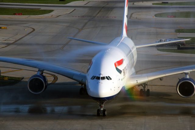 Airbus A380-800 (G-XLEL) - First arrival of the British Airline Airbus A380.