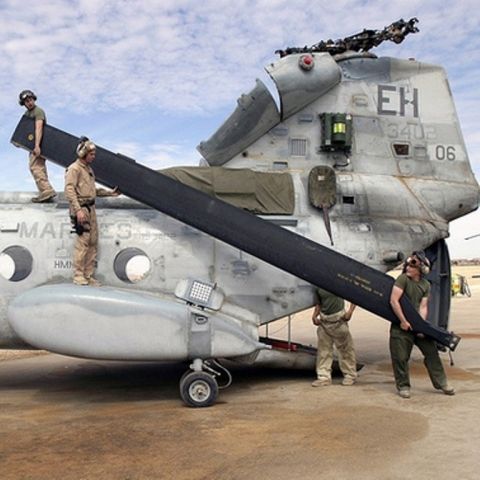 Boeing CH-47 Chinook — - How many Marines does it take to change a rotor blade?