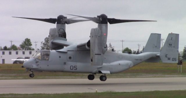 Bell V-22 Osprey — - V-22 Osprey landing at Gander International.