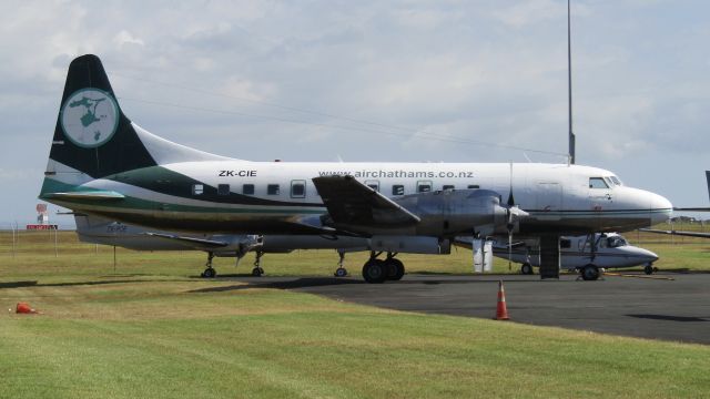 CONVAIR CV-580 (ZK-CIE) - CIE looking rather poorly with her left prop out. Out of the whole fleet of three aircraft, there are three props installed among them, 'Toroa Freighter' KFL unlikely to return to the skies anytime soon. The fleet is on borrowed time, due for retirement sometime this year or early next year.