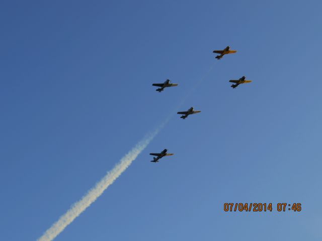 North American Trojan (LDA14454) - Duck Creek at Grand Lake Oklahoma small airshow before the biggest fireworks show in the Midwest.