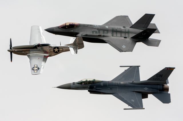 — — - Heritage Flight - P-51, F-16, F-35