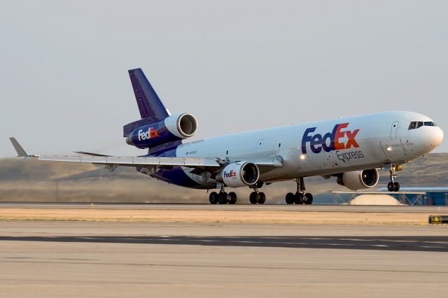 Boeing MD-11 (N529FE) - FedEx MD11 departing after a diversion. I dont know where it came from but it departs to Paris. 