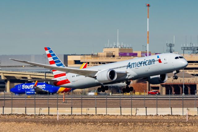 Boeing 787-9 Dreamliner (N840AN) - An American Airlines 787-9 taking off from PHX on 2/1/23. Taken with a Canon R7 and Tamron 70-200 G2 lens.