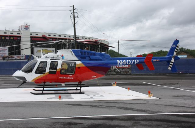 Bell 407 (N407P) - N407P Bell 407 Ballad Health - PHI Air Medical on standby at the Bristol Motor Speedway. 06 May 2018. 