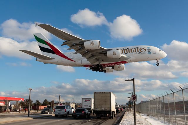 Airbus A380-800 (A6-EEU) - MUST SEE FULL QUALITY: a rel=nofollow href=http://www.airliners.net/open.file/2564141/L/http://www.airliners.net/open.file/2564141/L//abr /EK241 A388 A6-EEU Rumbling airport road / Short Final Rwy 23 / CYYZ