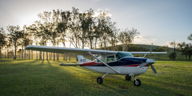 Cessna 206 Stationair (VH-SPI) - VH-SPI operating for Skydive Central Queensland at their dropzone on The Old Station 