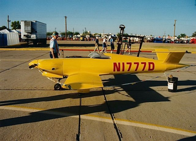 Experimental 100kts-200kts (N1777D) - Home built rubber band holder. Very small pilot required. Air craft at a Copperstate Fly In