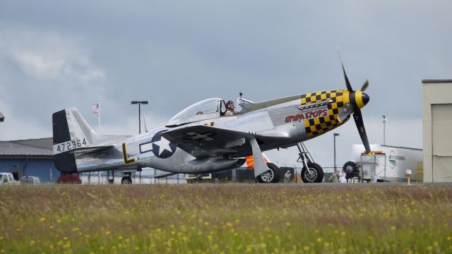 North American P-51 Mustang (N723FH) - Flying Heritage Collections P-51D (#44-72364) taxis along runway 16R on completion of a Fly Day on 7/16/11.