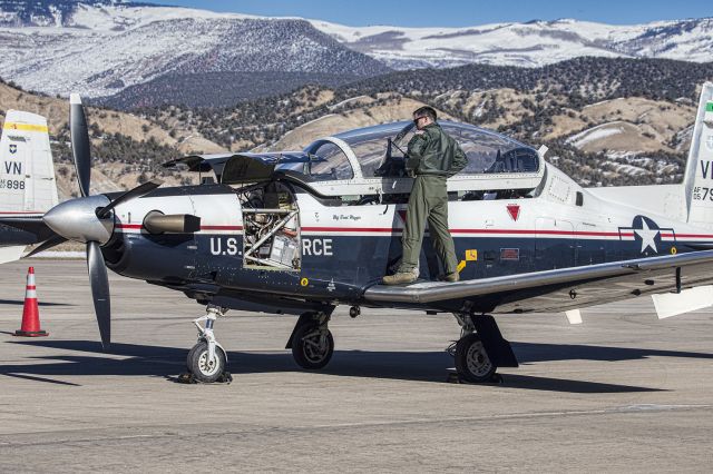 MILLITARY — - T-6C Texan II Turboprop Military Trainer (Hawker Beechcraft) for Air Force, Marine Corps, Navy and Coastguard. Photo taken at Eagle County Regional Airport, KEGE