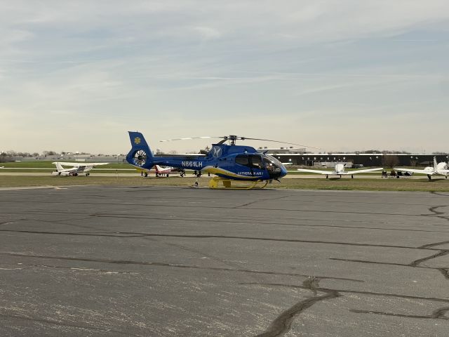 KAWASAKI EC-145 (N861LH) - Lutheran Air on standby with the 2024 solar eclipse traffic at Portland Municipal Airport. 