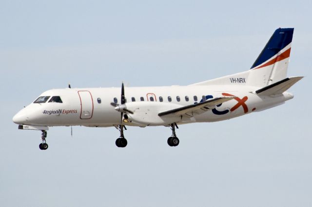 Saab 340 (VH-NRX) - On short finals for runway 05. Friday, 19th April 2013.