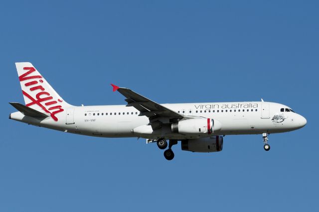 Airbus A320 (VH-VNF) - Airbus A320-232 cn3332. Virgin Australia Regional VHVNF name Ningaloo Reef final rwy 21 YPPH 13 February 2021