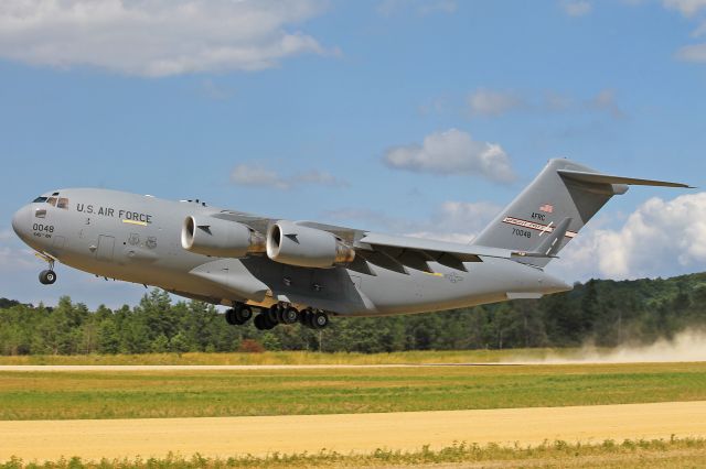 Boeing Globemaster III (97-0048) - A USAF C-17 Globemaster III, 97-0048, from the 445th Airlift Wing, Wright-Patterson AFB, OH, departing Young Air Assault Strip on 26 Jul 2013..