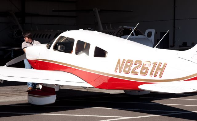 Piper Cherokee (N8261H) - At RELIANT AIR. The best maintenance facility and the lowest fuel fuel price on the Danbury (KDXR) airport.