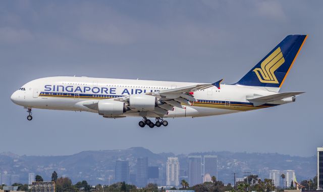 Airbus A380-800 (9V-SKS) - SIA12 is on short finals for runway 24R at LAX arriving from Narita Intl