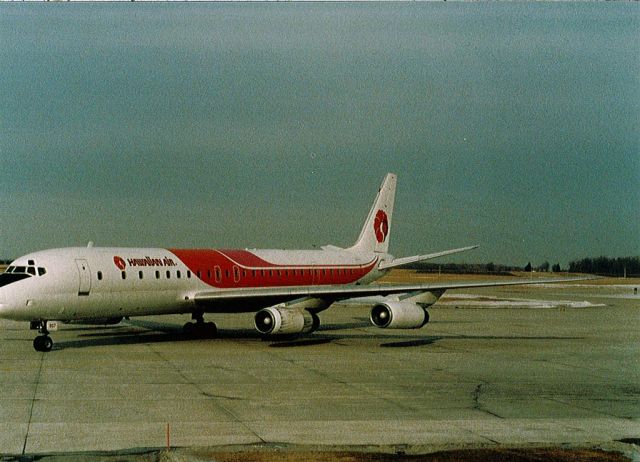 — — - from my old photo collection,this DC-8 was photographed back in the 80,s,a very rare visitor to CYXU,London,Ontario,Canada