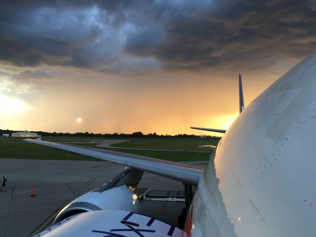 Airbus A300F4-600 (N749FD) - The FDX Airbus "Dakota" glistens during an early Fall Season Thunderstorm. 