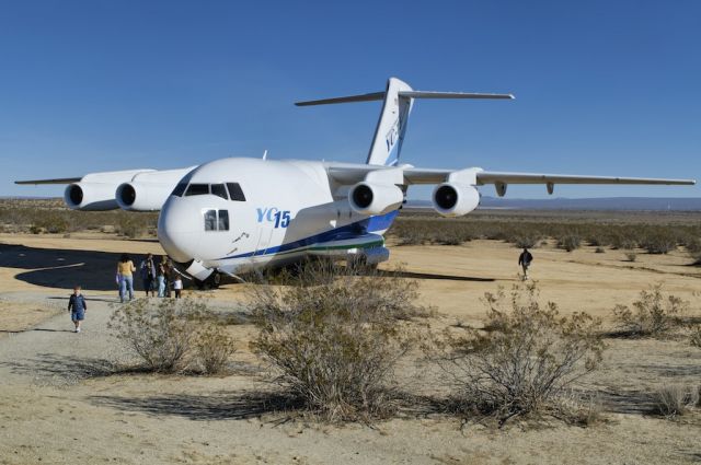 — — - A McDonnell Douglas YC-15 Technology Demonstrator aircraft is part of a small exhibit just outside Edwards Air Force Base in the Antelope Valley, California