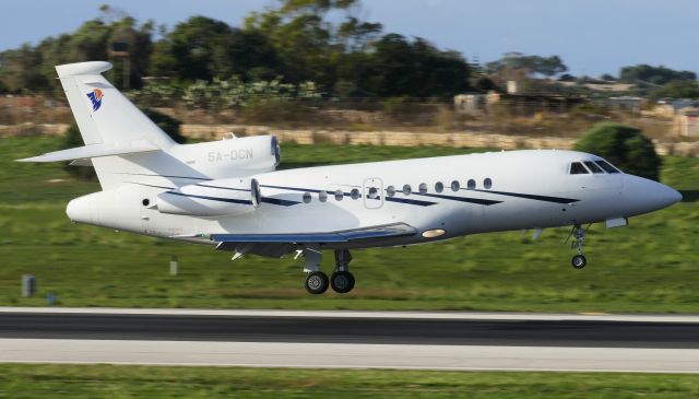 Dassault Falcon 900 (5A-DCN) - On landing RW31