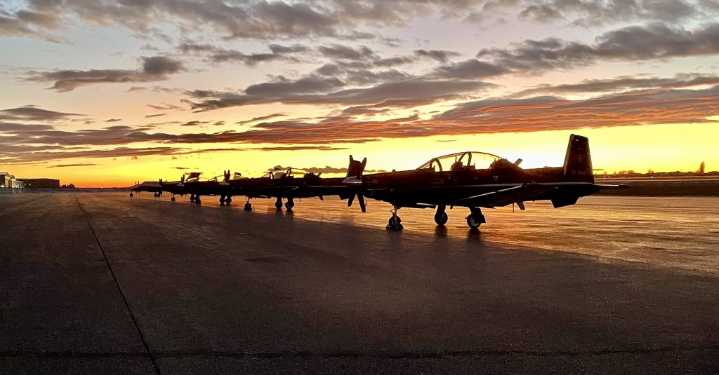 Raytheon Texan 2 — - Royal Canadian Air Force squadron overnighting at Idaho Falls.