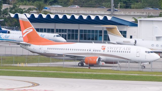 BOEING 737-400 (N804TJ) - Parked at the ramp.