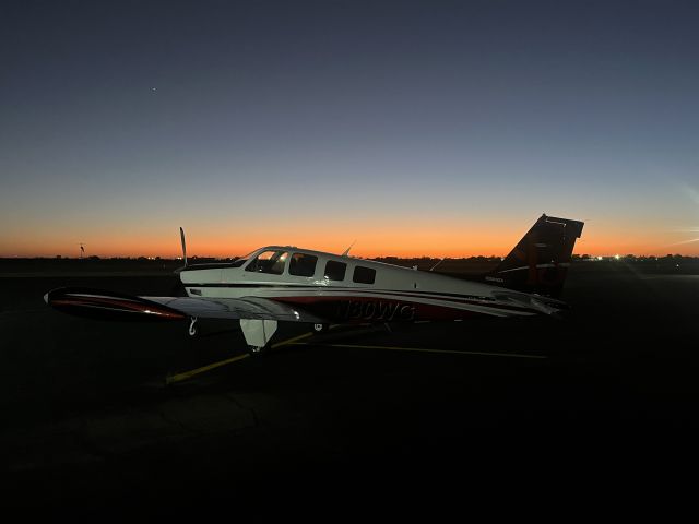 N80WG — - On the ramp with the west sky at Sunset.